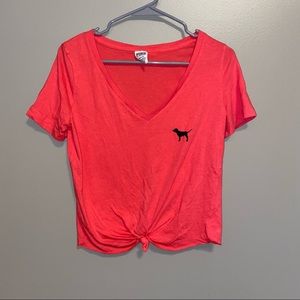 PINK Cropped V Neck Top